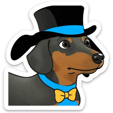 Dachshund wearing a top hat sticker