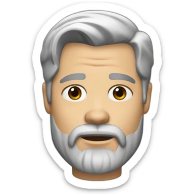 Brad Pitt with white hair and black beard and scarred eyebrow sticker