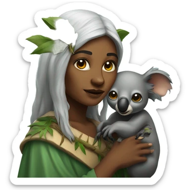Druid woman with koala or bat sticker