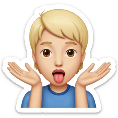 Tongue out with hands to the side sticker