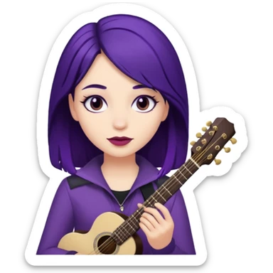 A girl with dark purple hair and musician  sticker