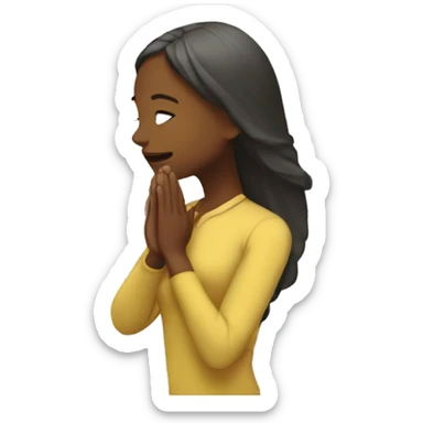 Girl bowing down worshipping sticker