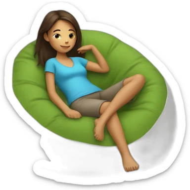 relaxed girl in a bean bag chair resting sticker