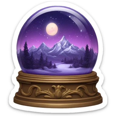 vintage purple rococo night sky mountains snow globe sticker