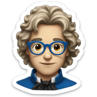 closeup of a young beethoven with blue glasses sticker