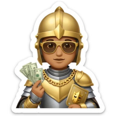 Knight helmet gold chain sunglasses money sticker