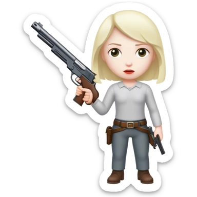 Short mad person holding a gun sticker