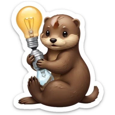 otter hugging one lightbulb sticker