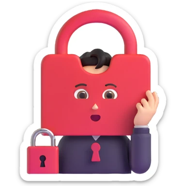 A person looking confused with a question mark and a lock, forgot password concept sticker