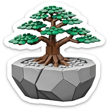 Stone Age rocks cracked and broken forming a very shallow bonsai pot Lego  sticker