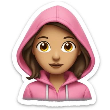 Brunette Girl with pink hoodie  sticker