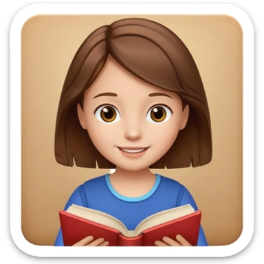 Niña pequeña de cabello castaño leyendo un libro feliz sticker