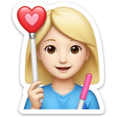a fan emoji with heart eyes holding a K-pop light stick sticker