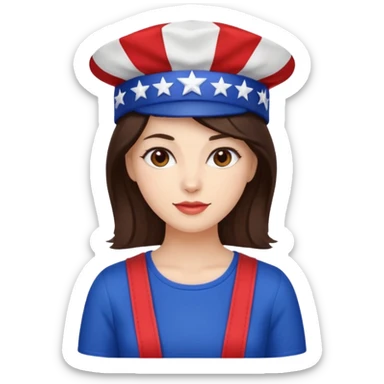 4th of july brunette woman sticker
