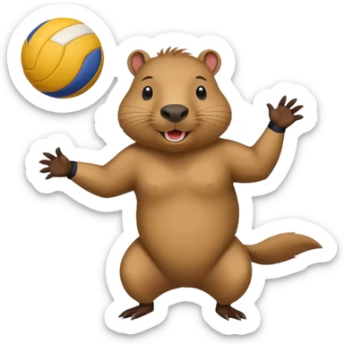 Capybara playing volleyball  sticker