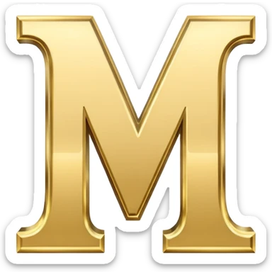 letter M in light gold sticker