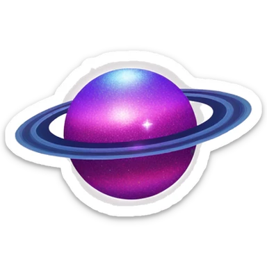 sparkly glittery blue purple and pink glitter planet with white saturn ring sticker