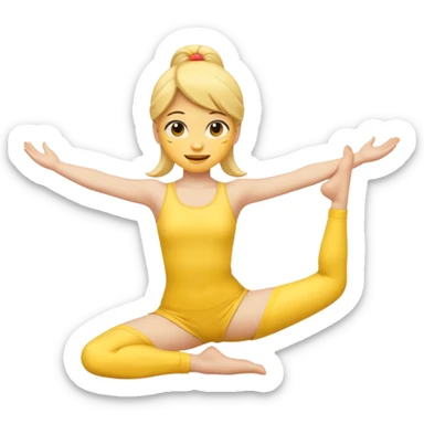 Yellow emoji girl doing the splits sticker