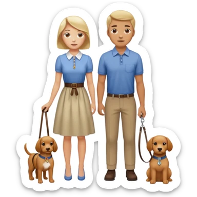 Man on leash held by woman sticker