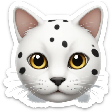cat with a white face and black spots on its head sticker