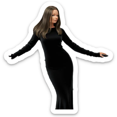 girl in black dress by window sticker