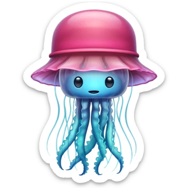 transparent jellyfish with a hat sticker
