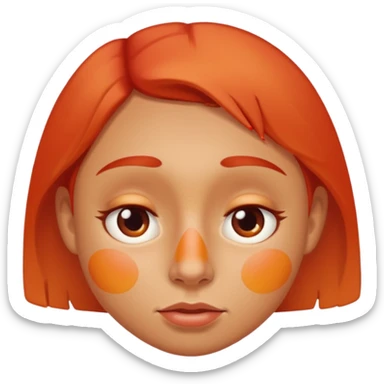face with sunburn, red cheeks and nose, slightly pained expression sticker