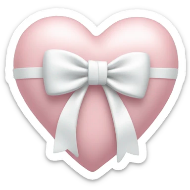 Pastel pink heart with white bow sticker