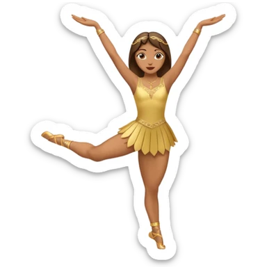 Danseuse avec les mains en l'air en haut avec Paume de mains vers l'extérieur, et une jambe sur la pointe des pieds et l'autre relevée, pliée et avec appui sur l'autre jambe.  sticker