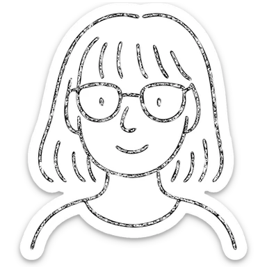 mujer con flequillo y gafas dibujo a mano sticker