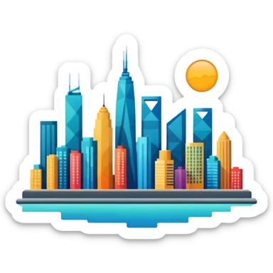 minimalist emoji of a megapolis with a skyline sticker