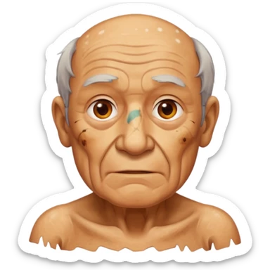 AN OLD MAN FULL OF BURNED MARKS BECAUSE OF COOKING OIL BUT ITS ON HIS BODY NOT FACE sticker