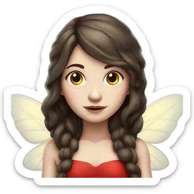Pale skin, brunette fairy woman with red wings full body sticker