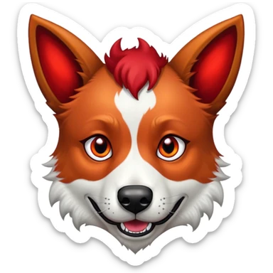 Intense Red heeler with halo and devel tail sticker