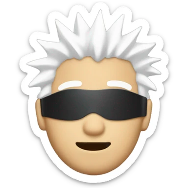 Man with white spiky hair wearing a blindfold  sticker