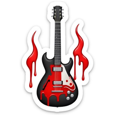 Black guitar with blood dripping from it  sticker
