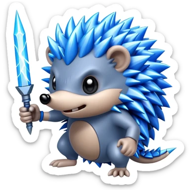 an electric hedgehog with sharp teeth, metal spikes, and strong arms sticker