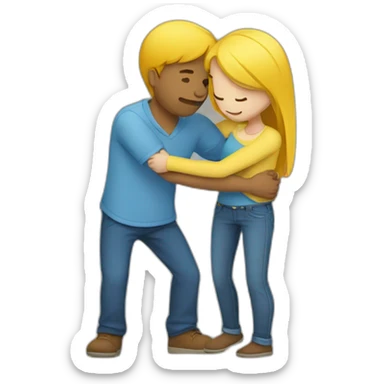 Lovers hug ( white girl wear blue shirt , white man wear yelow shirt ) sticker