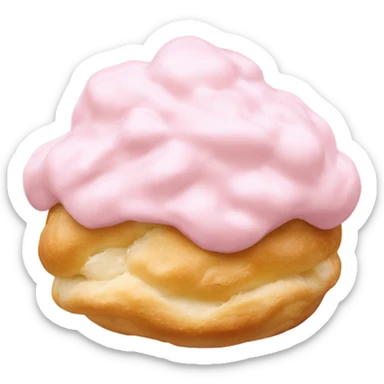 cream puff with pale pink icing sticker
