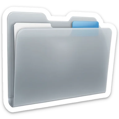 A **minimal emoji-style icon** of a frosted light-gray plastic folder, rectangular with **rounded corner*, **elastic string closure with a circular button** at the center, slightly translucent surface, clean flat front, subtle soft shading, a
 sticker
