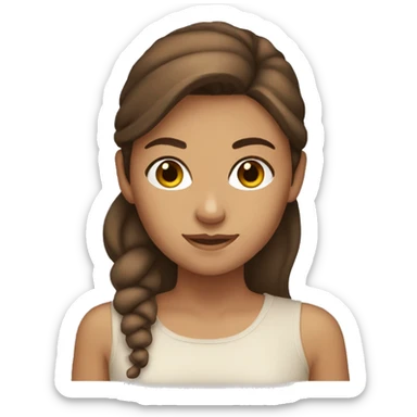 tan girl with brown hair and brown eyes sticker