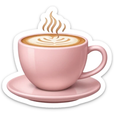 aesthetic light pink coffee cup with latte art sticker