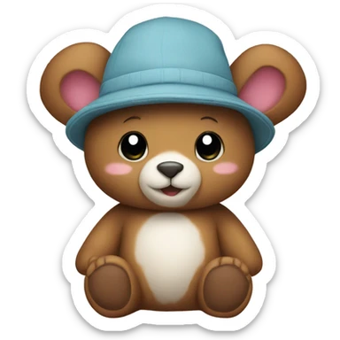 Teddy Bear with bunny hat sticker