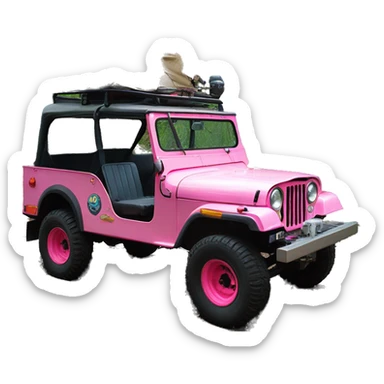 jungle tour 1973 Willy’s pearly pink cj  jeep with installed winch  sticker