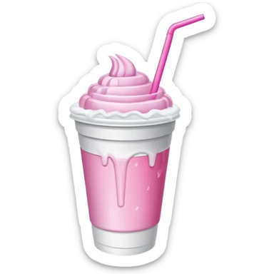 A double white styrofoam cup with pink drink with ice spilling sticker