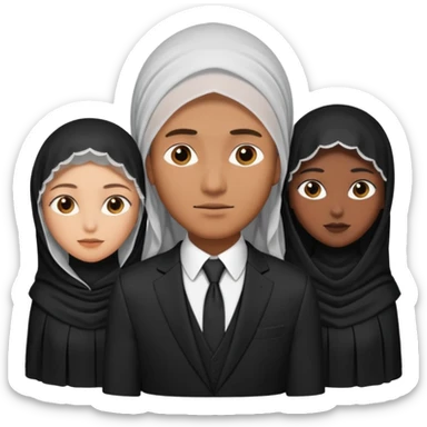 1 man 3 veiled women sticker