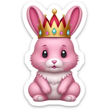pink bunny with red crown sticker