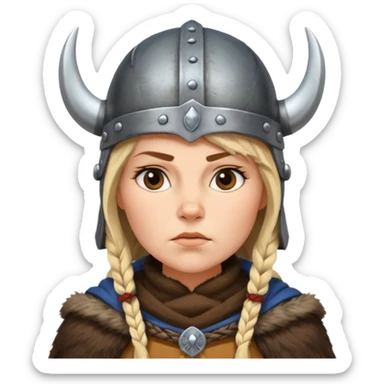 Viking woman with fur cape and helmet sticker