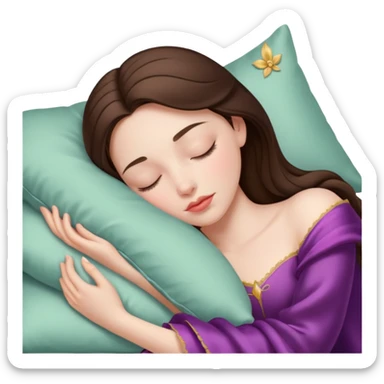 sleeping beauty brunette white girl with a silk pillow sticker