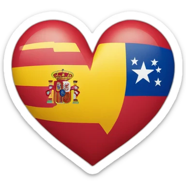 Heart with Spain flag and Venezuela flag sticker